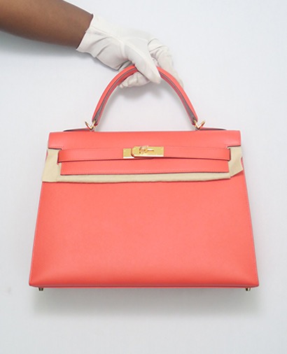 Kelly Sellier 32 Epsom Leather in Rose Jaipur, front view